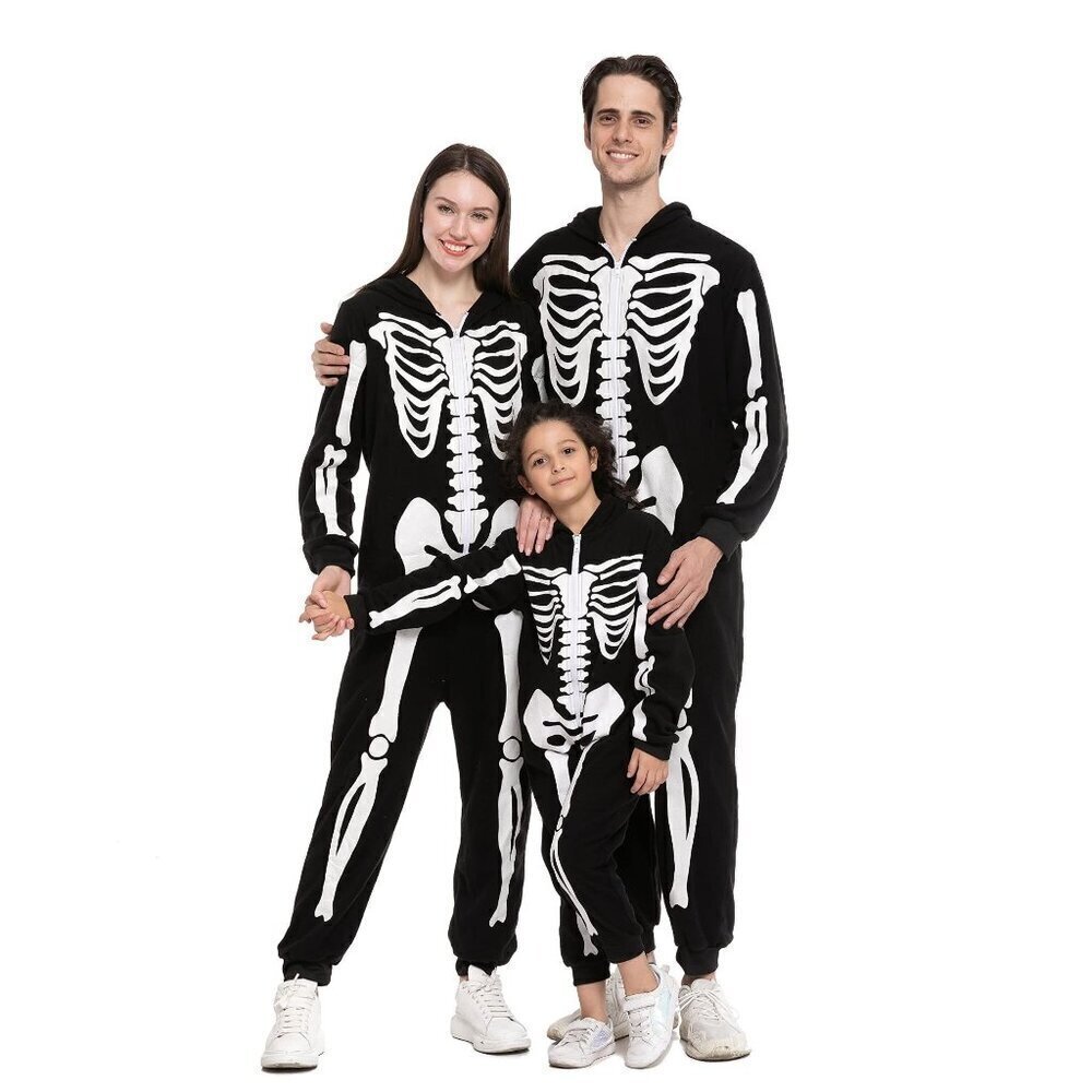 Spooktacular Creations Unisex Skeleton Pajama 1 jumpsuit Halloween DressUp Small